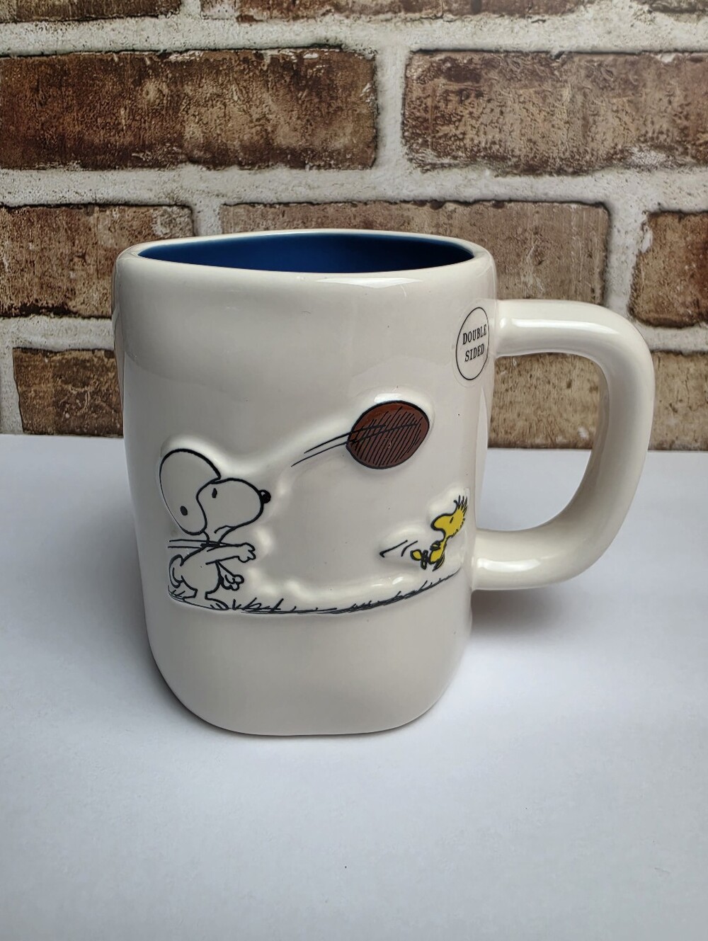 Rae Dunn Peanuts Snoopy Woodstock "Go Team" Football 16 oz. Mug
